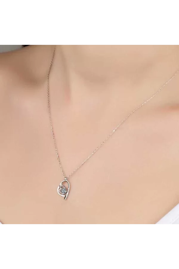 Luz&Pos Swarovski Taşlı Gümüş Kalp Bayan Kolye