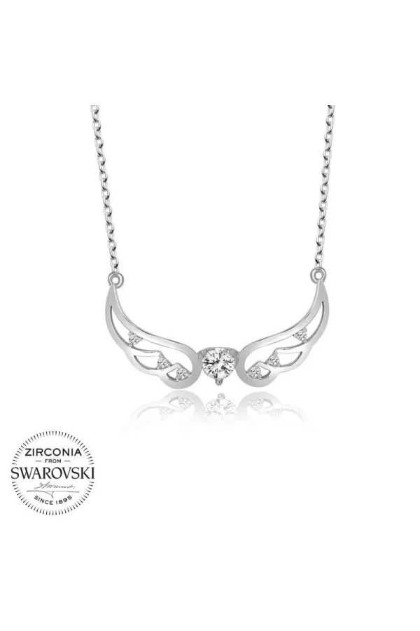 Luz&Pos Swarovski Taşlı Gümüş Kanat Bayan Kolye
