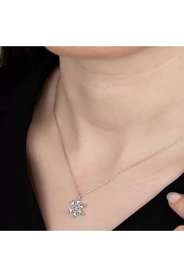 Luz&Pos Swarovski Taşlı Gümüş Kartanesi Bayan Kolye