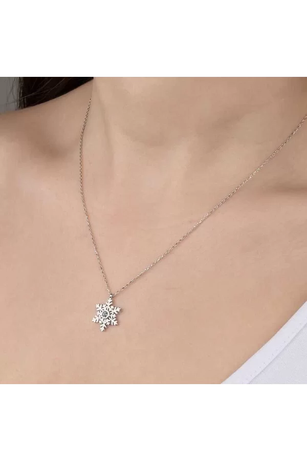 Luz&Pos Swarovski Taşlı Gümüş Kartanesi Bayan Kolye