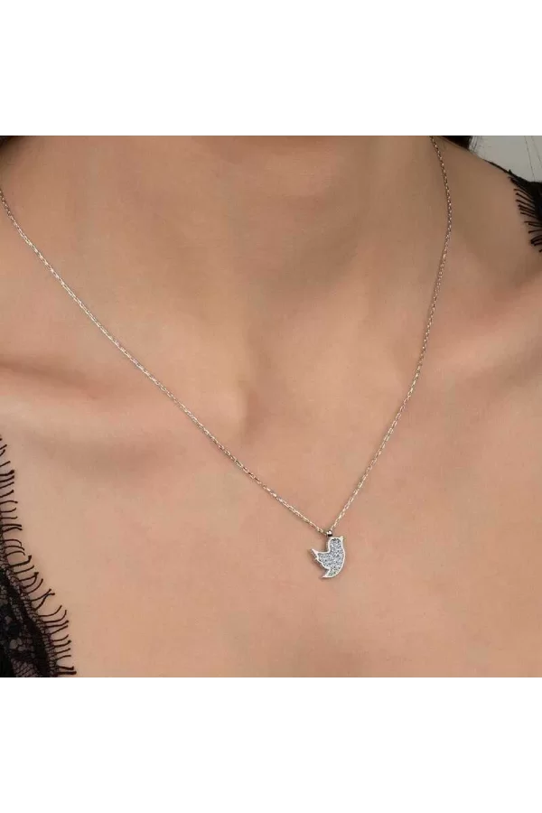 Luz&Pos Swarovski Taşlı Gümüş Kuş Bayan Kolye