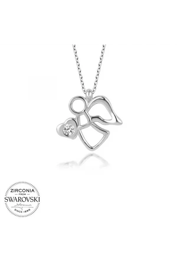 Luz&Pos Swarovski Taşlı Gümüş Melek Bayan Kolye