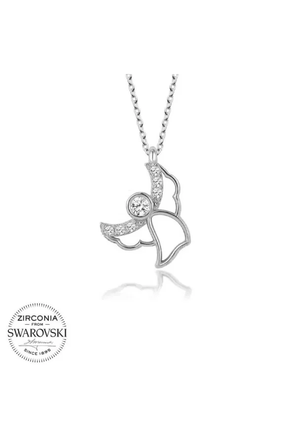 Luz&Pos Swarovski Taşlı Gümüş Melek Bayan Kolye