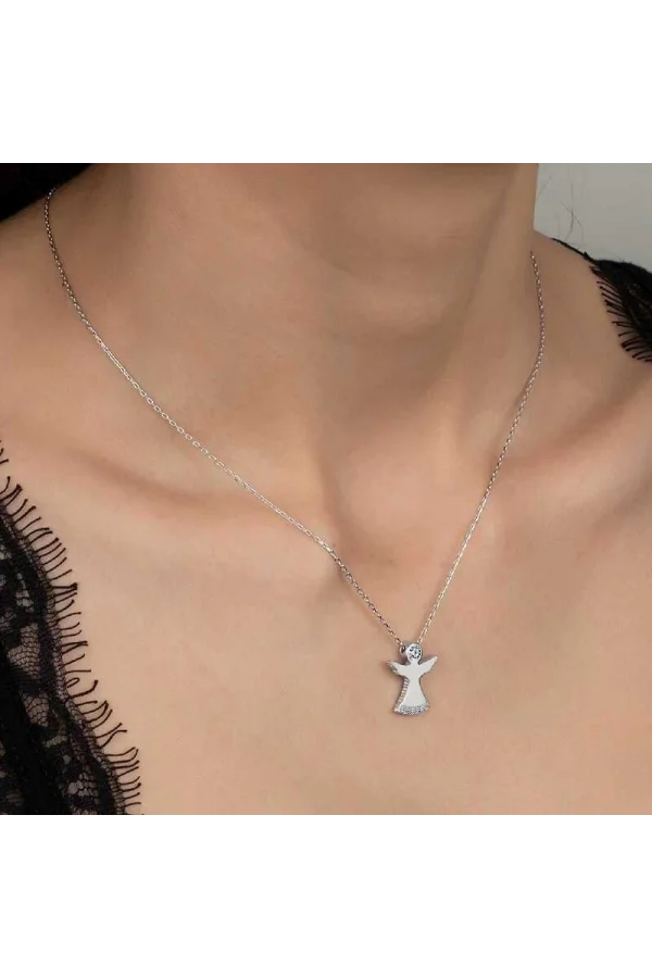 Luz&Pos Swarovski Taşlı Gümüş Melek Bayan Kolye