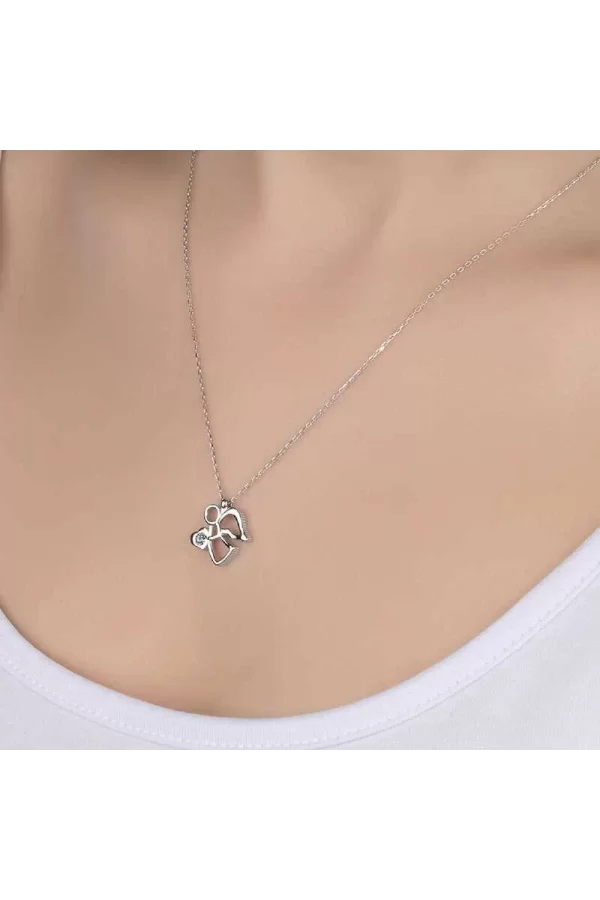 Luz&Pos Swarovski Taşlı Gümüş Melek Bayan Kolye