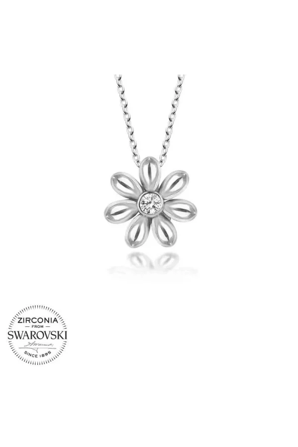Luz&Pos Swarovski Taşlı Gümüş Papatya Bayan Kolye