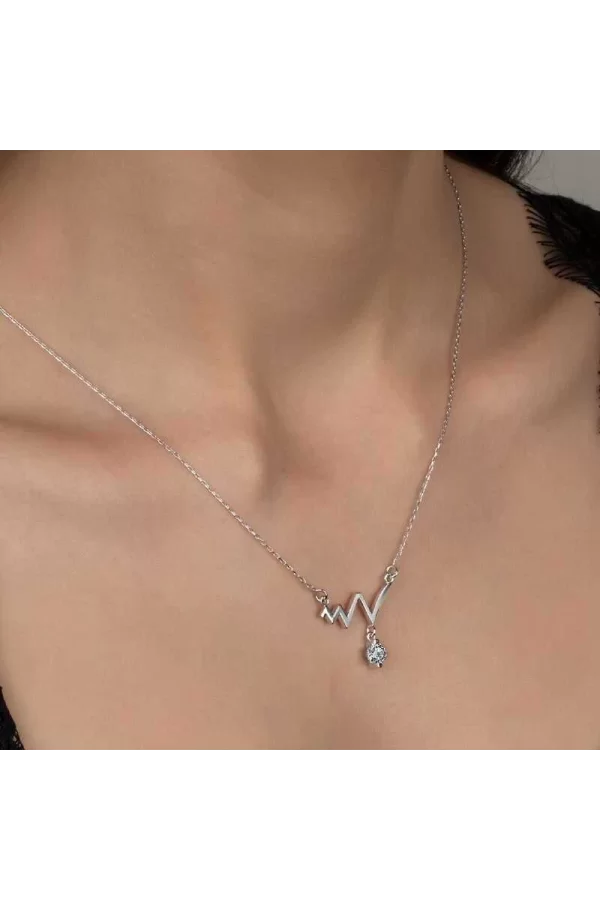 Luz&Pos Swarovski Taşlı Gümüş Ritim Bayan Kolye