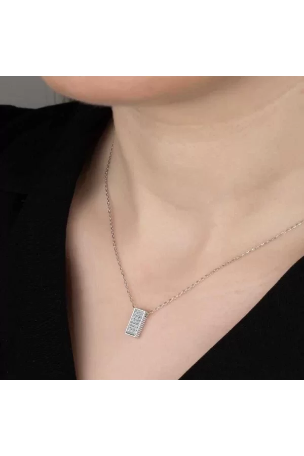 Luz&Pos Swarovski Taşlı Gümüş Sırataş Bayan Kolye