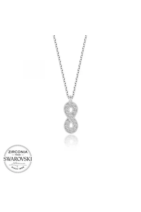 Luz&Pos Swarovski Taşlı Gümüş Sonsuzluk Bayan Kolye