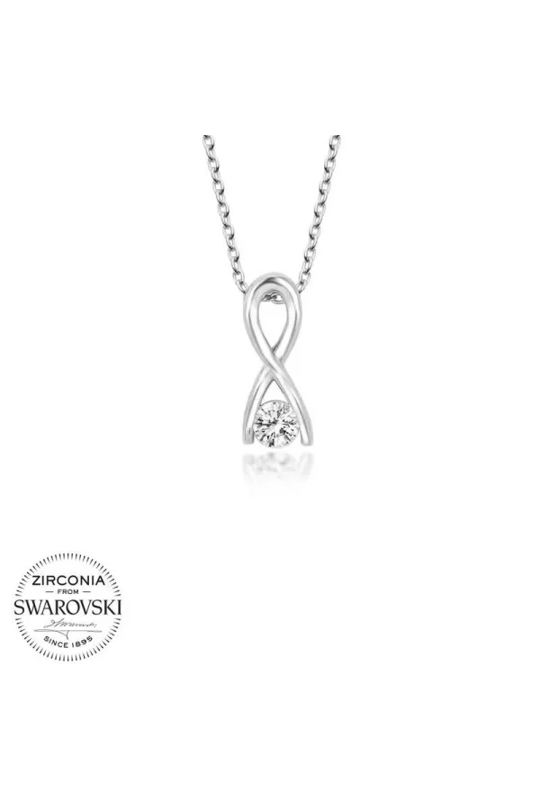Luz&Pos Swarovski Taşlı Gümüş Sonsuzluk Bayan Kolye