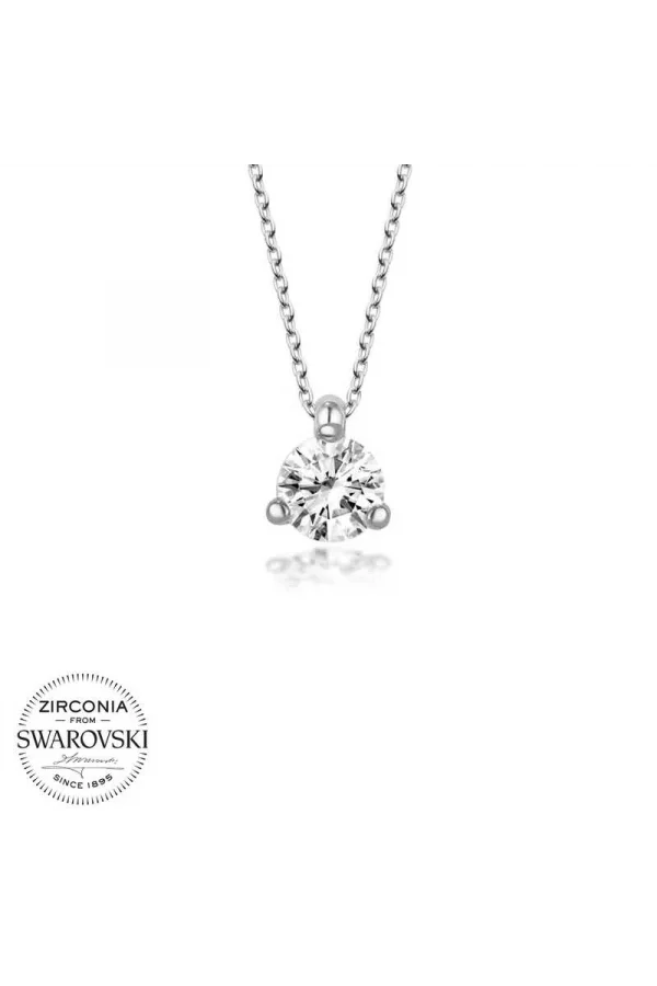 Luz&Pos Swarovski Taşlı Gümüş Tektaş Bayan Kolye