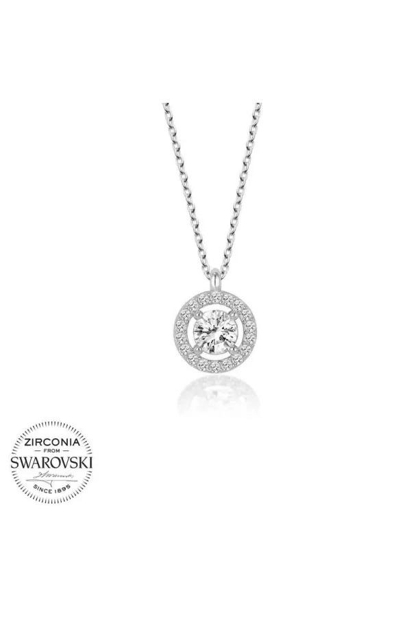 Luz&Pos Swarovski Taşlı Gümüş Tektaş Bayan Kolye