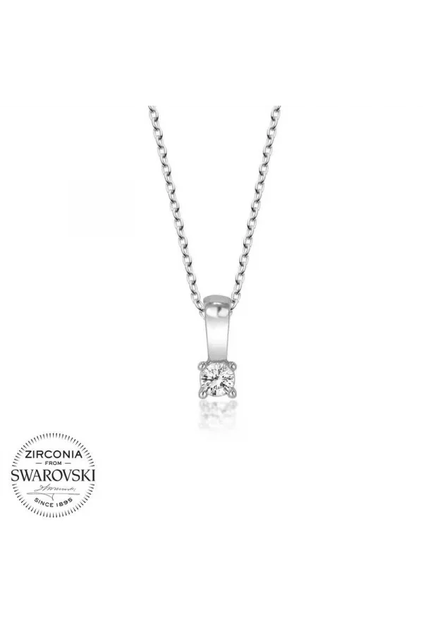 Luz&Pos Swarovski Taşlı Gümüş Tektaş Bayan Kolye