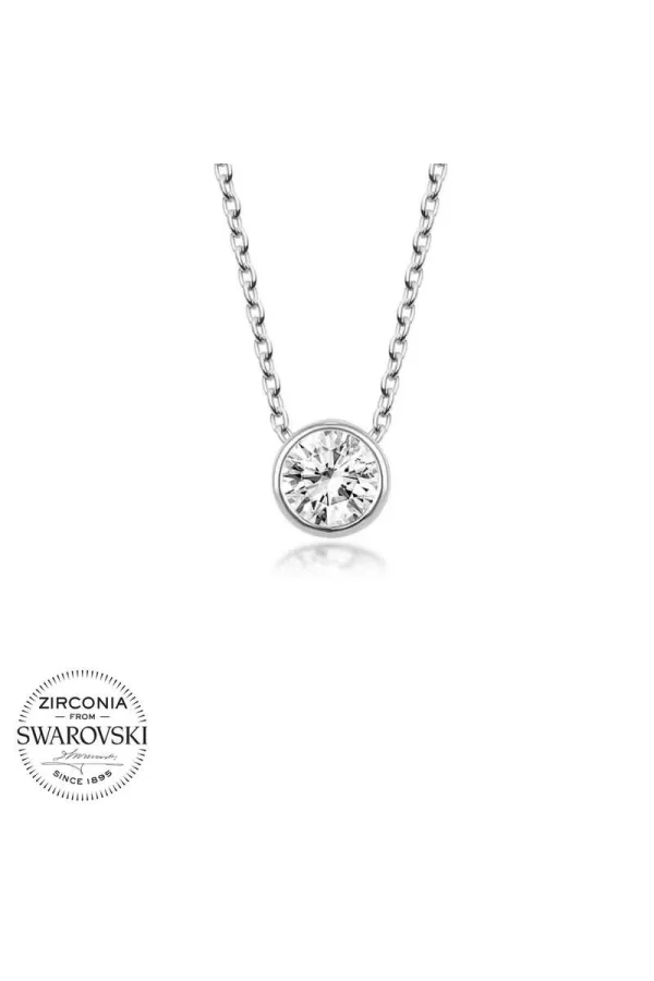 Luz&Pos Swarovski Taşlı Gümüş Tektaş Bayan Kolye