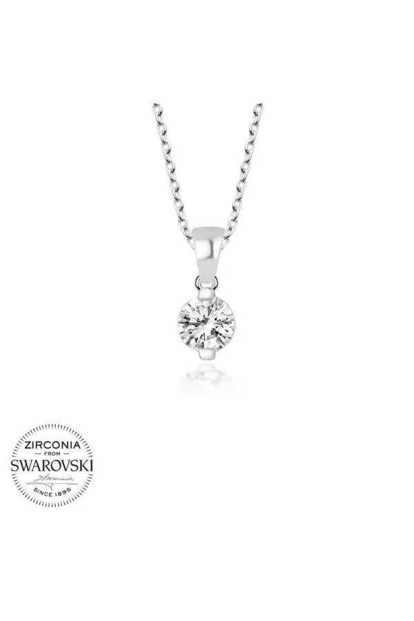 Luz&Pos Swarovski Taşlı Gümüş Tektaş Bayan Kolye