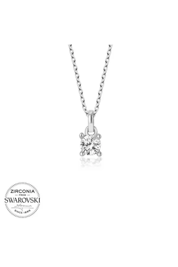 Luz&Pos Swarovski Taşlı Gümüş Tektaş Bayan Kolye