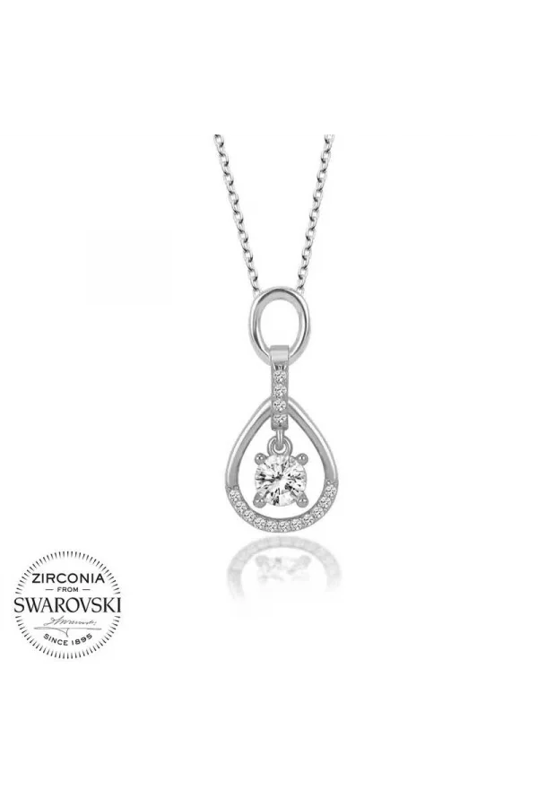 Luz&Pos Swarovski Taşlı Gümüş Tektaş Bayan Kolye