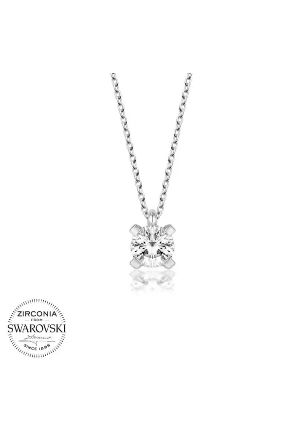 Luz&Pos Swarovski Taşlı Gümüş Tektaş Bayan Kolye
