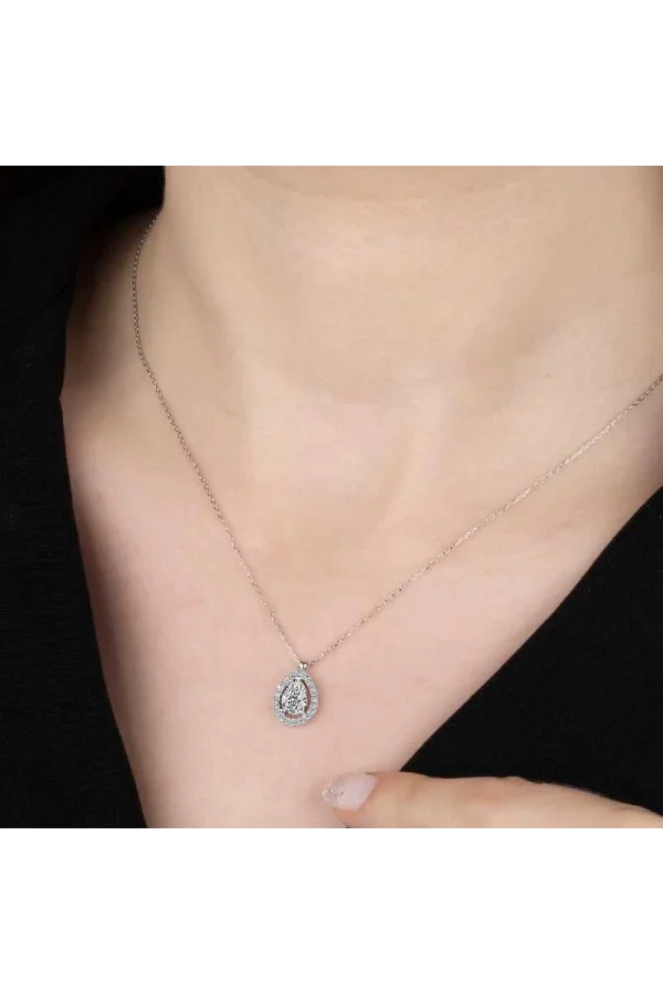 Luz&Pos Swarovski Taşlı Gümüş Tektaş Bayan Kolye