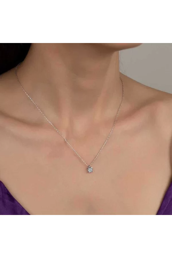 Luz&Pos Swarovski Taşlı Gümüş Tektaş Bayan Kolye