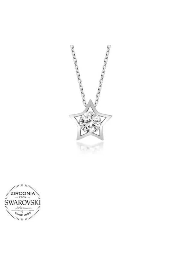 Luz&Pos Swarovski Taşlı Gümüş Yıldız Bayan Kolye