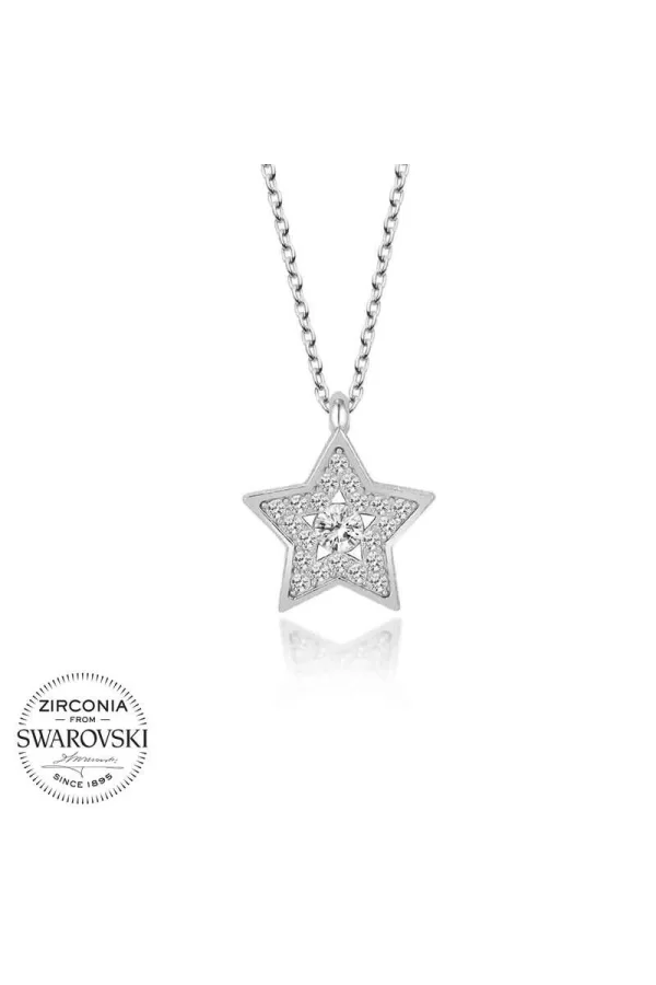 Luz&Pos Swarovski Taşlı Gümüş Yıldız Bayan Kolye