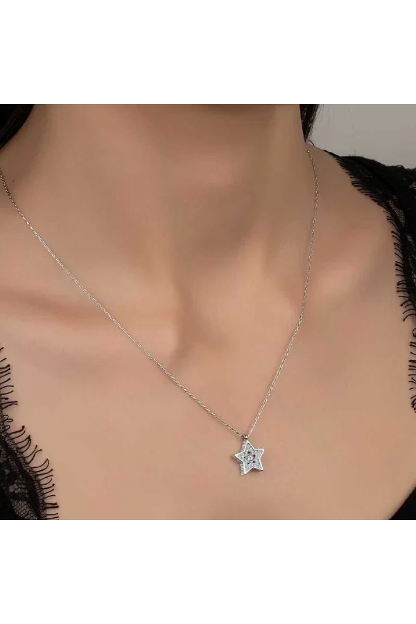 Luz&Pos Swarovski Taşlı Gümüş Yıldız Bayan Kolye