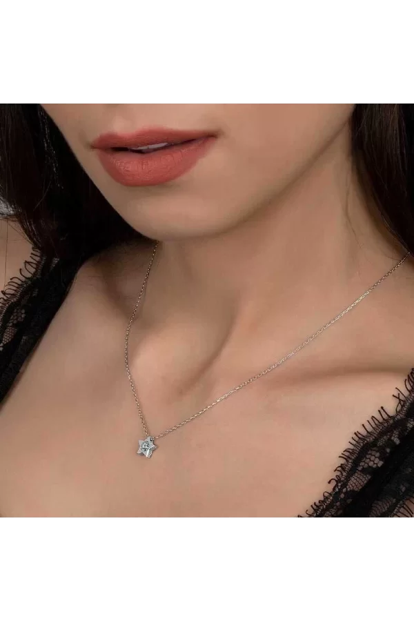 Luz&Pos Swarovski Taşlı Gümüş Yıldız Bayan Kolye