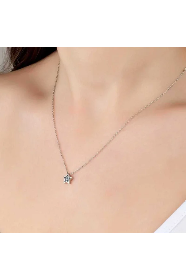 Luz&Pos Swarovski Taşlı Gümüş Yıldız Bayan Kolye