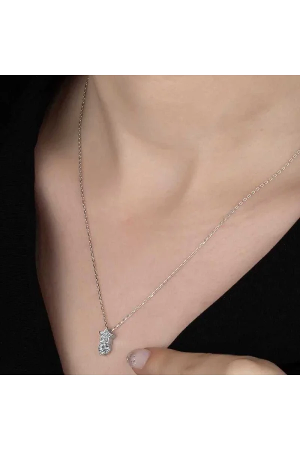 Luz&Pos Swarovski Taşlı Gümüş Yıldız Tektaş Bayan Kolye