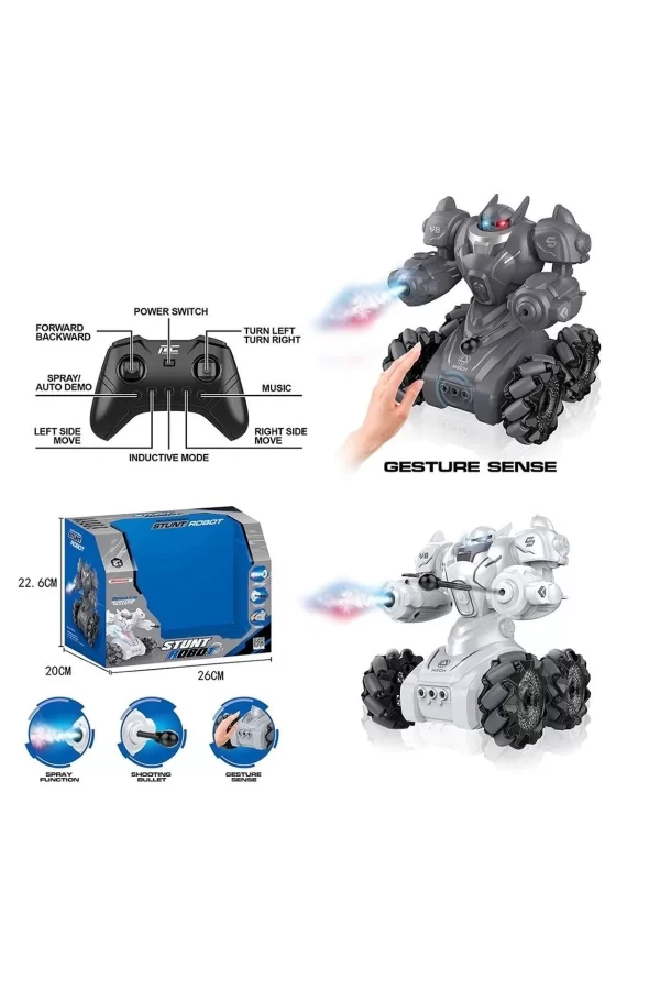 Syr-666-861 Kumandalı Şarjlı Işıklı Roket Ve Buhar Atan Robot Araba -vardem Oyuncak