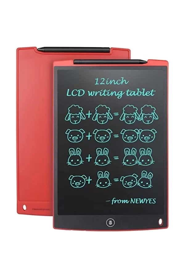 T12 Kırmızı Writing Tablet Lcd 12 Inç Dijital Kalemli Çizim Yazı Tahtası
