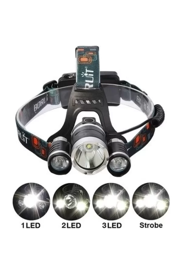 T6 Kafa Feneri 5000 Lumens 3xcree Xm-t6+2r5 Lamba Led Kamp Lambası
