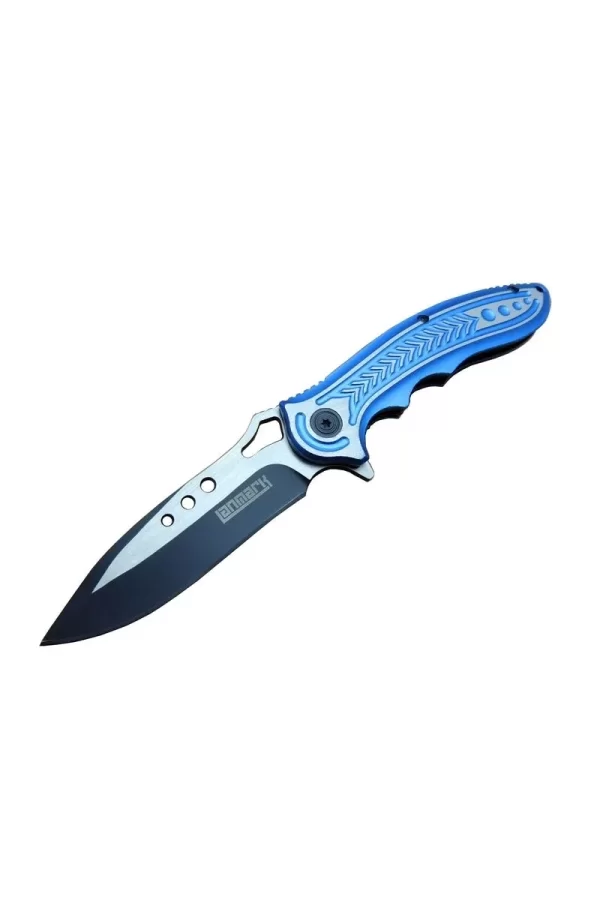 T60b Kamp Çakı 20 Cm - Mavi Sap, Otomatik, Kemerlikli