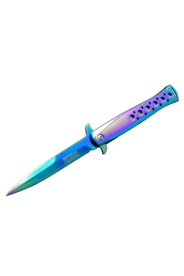 Tac-force Tac Force Ti-lite 1111 Gk Gökkuşağı Kamp / Av Çakısı 23cm- Yarı Otomatik, Kemerlikli, Metal Desenli Sap