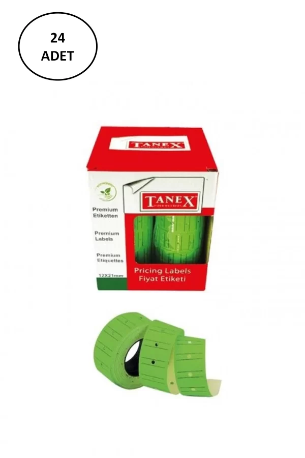 Tanex Makine Etiketi 12-21 Çizgili Fosforlu Yeşil 24lü