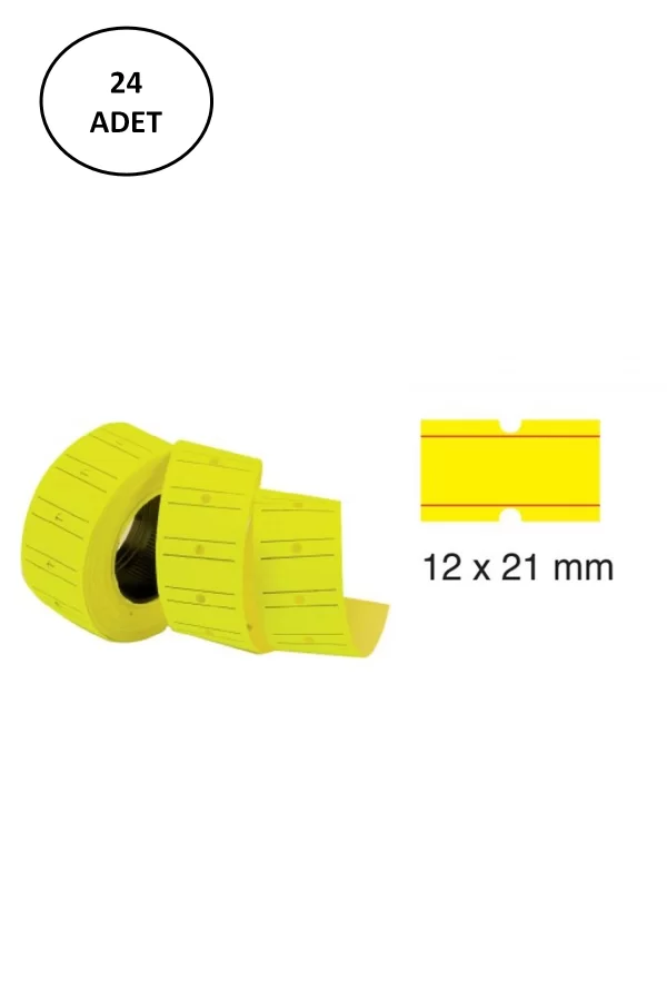 Tanex Makine Fiyat Etiketi 12X21 Mm Çizgili Fosforlu Sarı 24lü