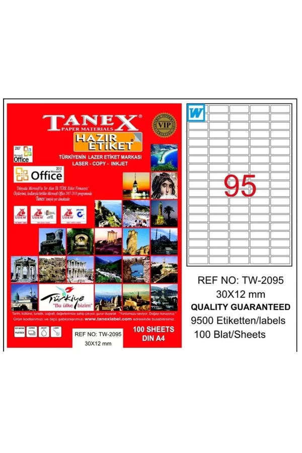 Tanex Tw-2095 30x12 Lazer Etiket 100lü