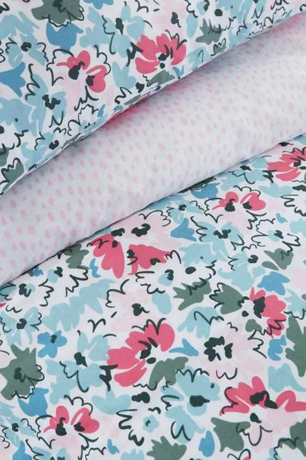 Tek Kişilik Pamuklu Nevresim Takımı Fitted Çarşaflı Lastikli Aida Pink Puff