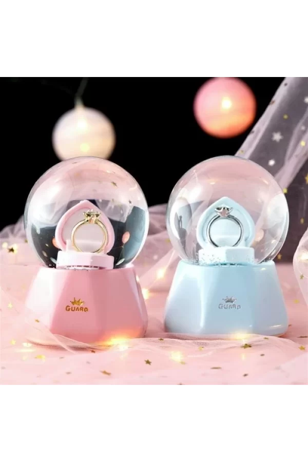Tek Taş Yüzük Tasarımlı Büyük Boy Kar Küresi