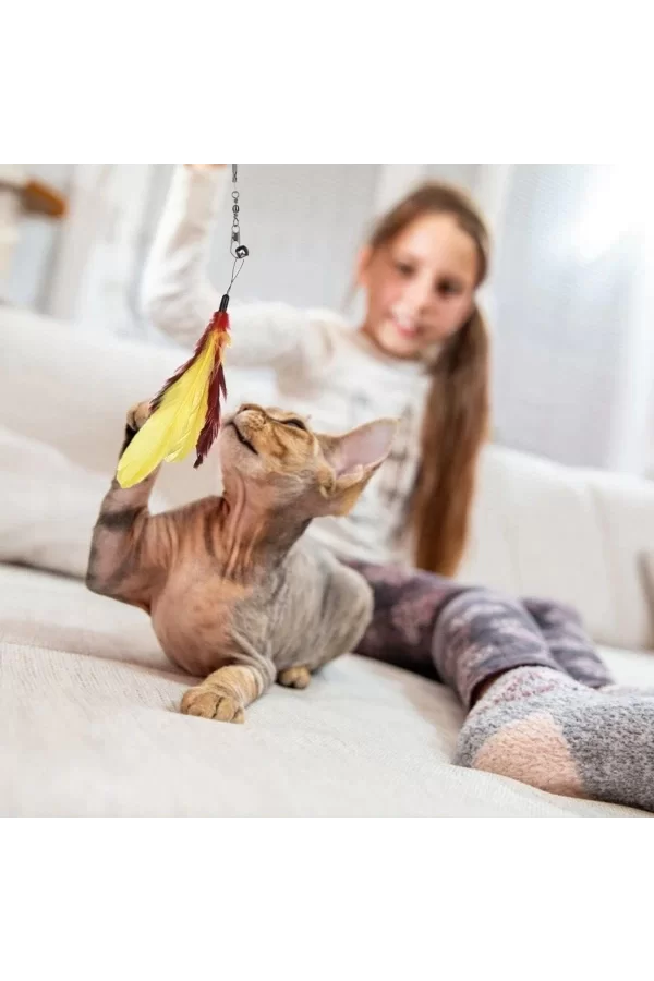 Teleskopik Zilli Ve Tüylü Kedi Oyuncağı