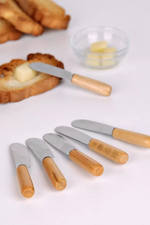 Tereyağı Bıçağı - Mini Spatula Ahşap Saplı 6 Adet
