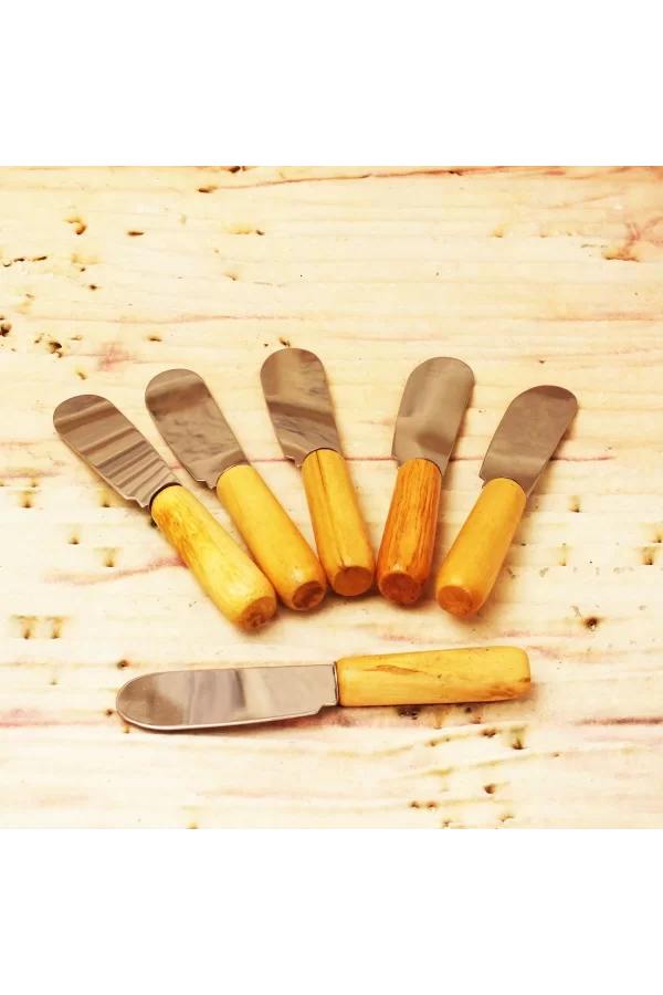 Tereyağı Bıçağı - Mini Spatula Ahşap Saplı 6 Adet