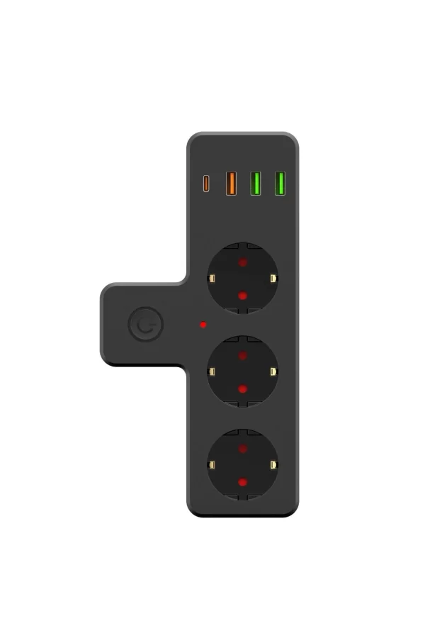 Termal Akım Korumalı Isıya Dayanıklı 3’lü Priz 3x Usb 1x Type-c