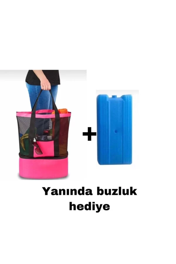 Termos Çanta - Piknik Çantası Plaj Çantası Mega Boy / Buz Aküsü Hediyeli