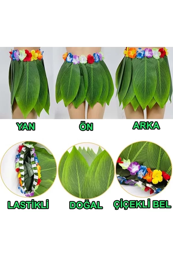 Tropikal Esintili Hawaii Yapraklı Parti Eteği Çocuk Boy