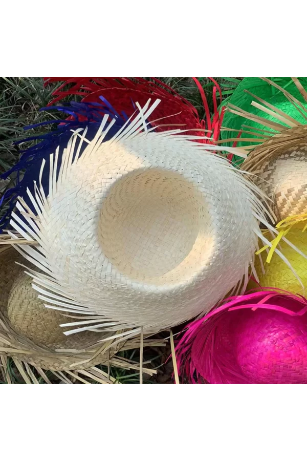 Tropikal Parti Beyaz Hasır Hawaii Şapkası