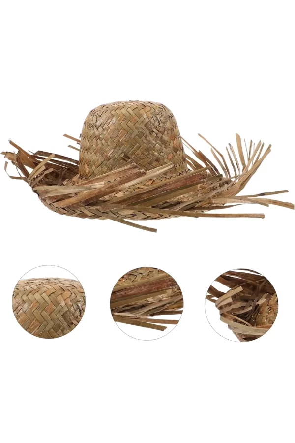 Tropikal Parti Naturel Hasır Hawaii Şapkası 13x36 Cm