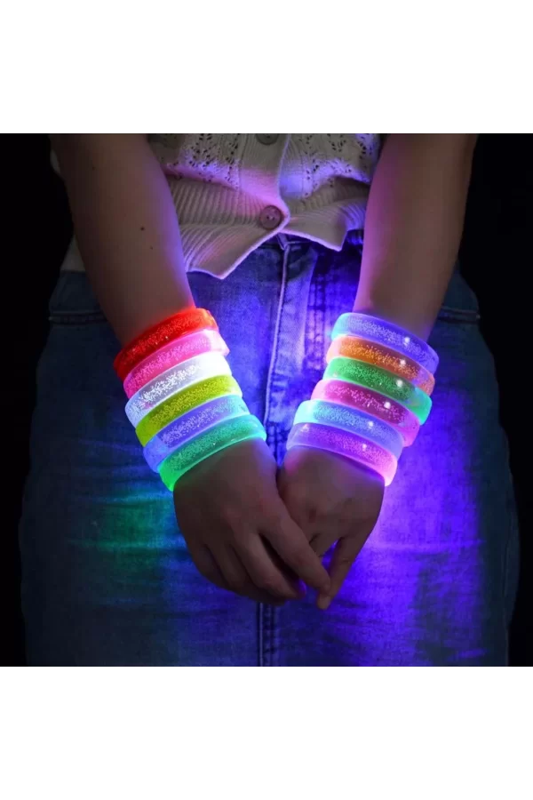 Turuncu Led Işıklı Baskı Yapılabilen Pilli Bileklik Bilezik 1,5 Cm Genişlik