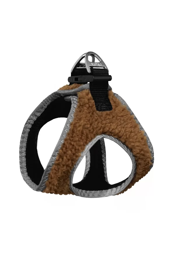 Üç Kilitli Kürklü Kedi Köpek Göğüs Tasması 24-28 cm XX-Small Kahverengi